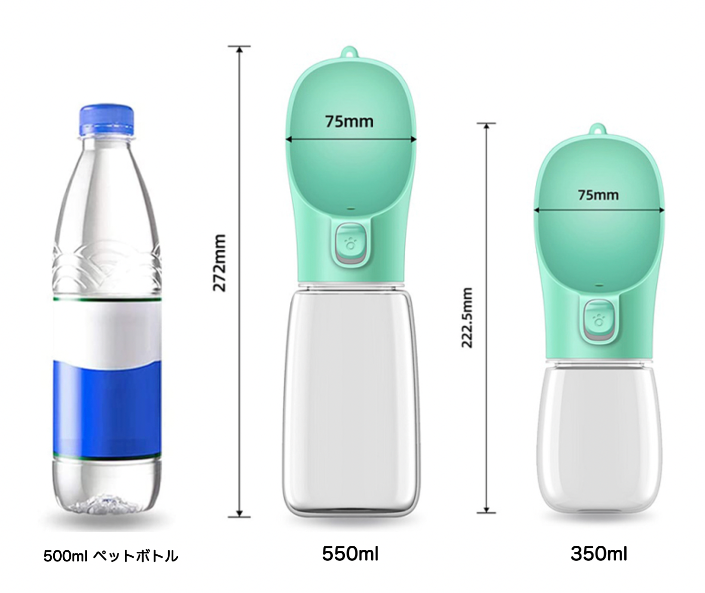 ワンちゃん用 ポータブルウォーターボトル 散歩用水飲みボトル